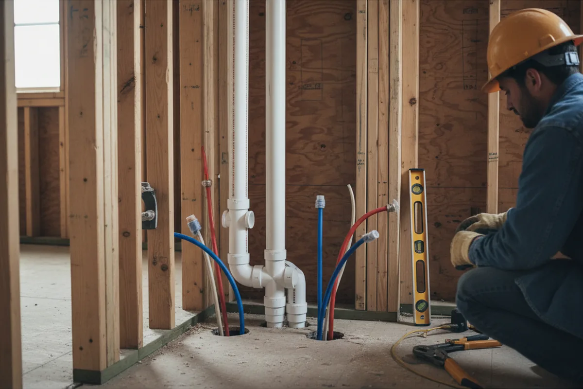 Drain and supply rough-in during Toilet Repair and Installation in Cheshire