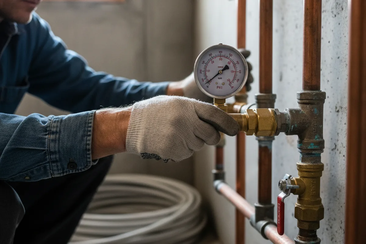 Pressure testing a repaired line during Water Line Repair in Cheshire